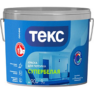 Краска водно-дисперсионная Текс Профи, для потолка, матовая, супер белая, 9л. цены в Воронеже