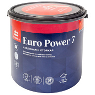 Краска водно-дисперсионная Tikkurila Euro Power-7, для стен и потолка, моющаяся, матовая, база С, 2.7л. цены в Воронеже