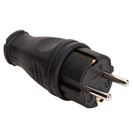 Вилка электрическая прямая 16А Universal, с заземлением, каучук, черная цены в Воронеже