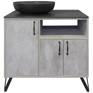Тумба напольная Queens 90 с умывальником А433 ВМ, бетон/черный мрамор цены в Воронеже
