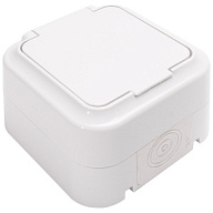 Розетка открытой проводки Bylectrica Пралеска Аква, 1-местная, 16А, с заземлением, с крышкой, IP54, белая цены в Воронеже