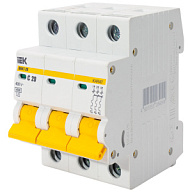 Выключатель автоматический ВА47-29 IEK, 3 полюсный, 20A C 4.5кА цены в Воронеже