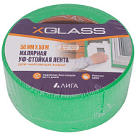 Лента клейкая малярная для наружных работ УФ-стойкая 50мм х 50м 100С зеленая XGLASS цены в Воронеже