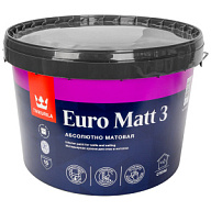 Краска водно-дисперсионная Tikkurila Euro Matt-3, для стен и потолка, интерьерная, акриловая, база А, 9л. цены в Воронеже