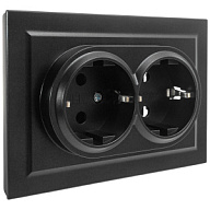 Розетка скрытой проводки ИЭК Brite, 2-местная, 16А, с заземлением, черная цены в Воронеже