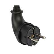 Вилка электрическая 16А Universal, с заземлением угловая, черная, каучук, цены в Воронеже