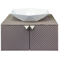 Тумба подвесная Андорра 85 с умывальником Poligono, кашемир, серый/дуб какао цены в Воронеже