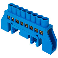 Шина нулевая EKF, N (6х9мм) 8 отверстий, синий нейлоновый корпус на DIN-рейку цены в Воронеже