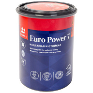 Краска водно-дисперсионная Tikkurila Euro Power-7, для стен и потолка, моющаяся, бесцветная, матовая, база А, 0.9л. цены в Воронеже