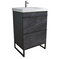 Тумба напольная Окленд 60 с умывальником Грэйс 60, графит мрамор цены в Воронеже