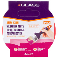 Ленты малярные Лента малярная Xglass, для деликатных поверхностей, 25мм х 25м Лента малярная Xglass, для деликатных поверхностей, 25мм х 25м цены в Воронеже