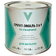 Грунт-эмаль "V" по ржавчине 3в1, черная, 1,8кг цены в Воронеже