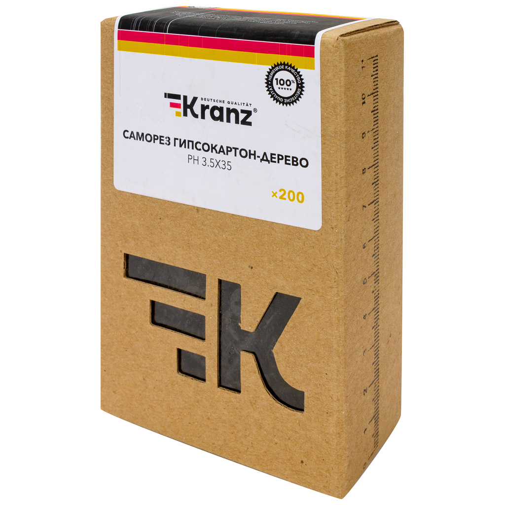 Саморез Kranz, ГД 3.5 х 35, оксидированный, крупная резьба, коробка 200 шт/уп фото №1