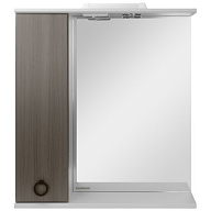 Шкаф с зеркалом Arcada 65, с подсветкой, белый глянец/серая лиственница цены в Воронеже